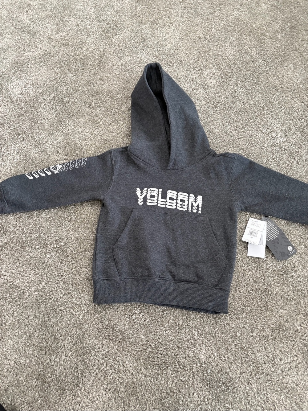 3T NWT Volcom Toddler Charcoal Gray Pullover Hoodie